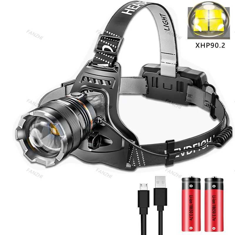 XHP902 Super Powerful Headlamp Rechargeable Head Flashlight High Power Head Lamp 1000Meters Headlight 218650 Fishing Lantern H260307