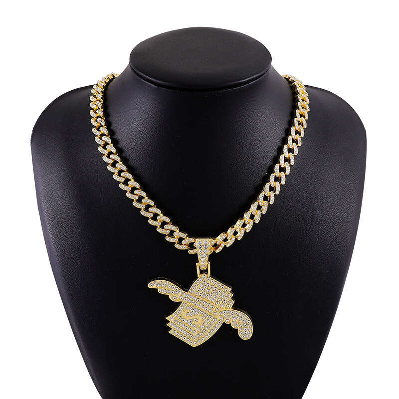 Gold HIPHOP Dollar Wings Cuban High-Quality Electroplated Color-Retaining Hip-Hop Pendant Men's Necklace