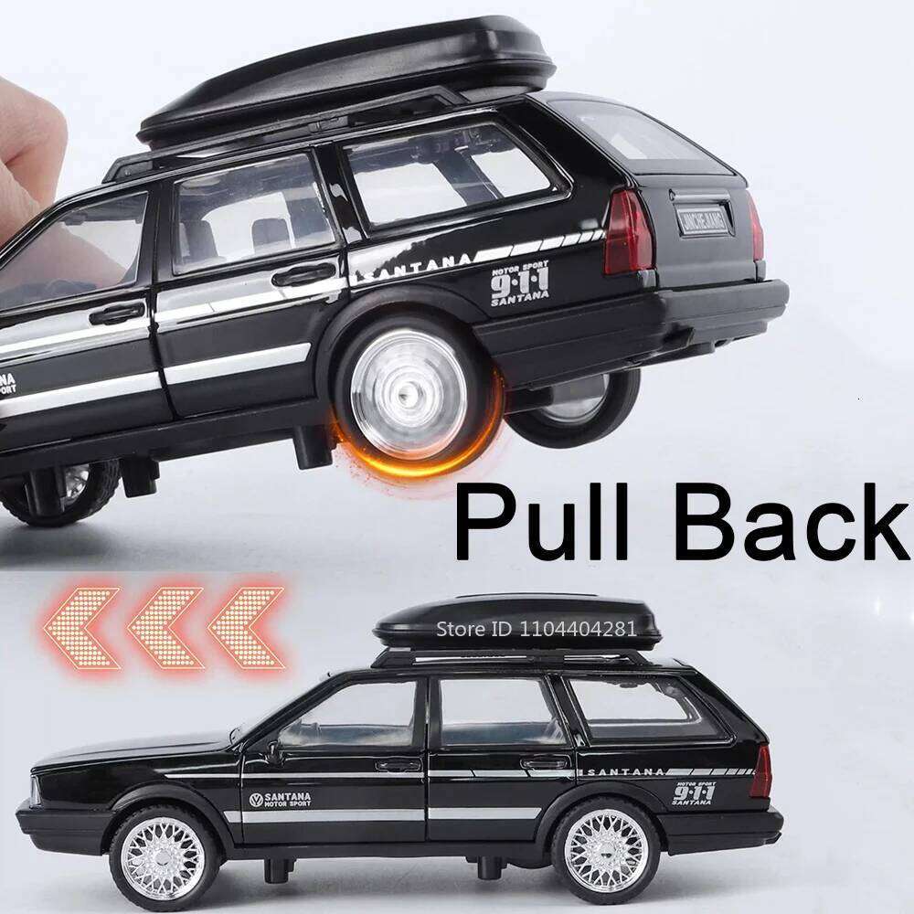 1:32 Scale Santana Wagon Diecast Alloy Model Toys Car Sound Light Pull Back Doors Opened Miniature Vehices Boys Collection Gifts Z260306