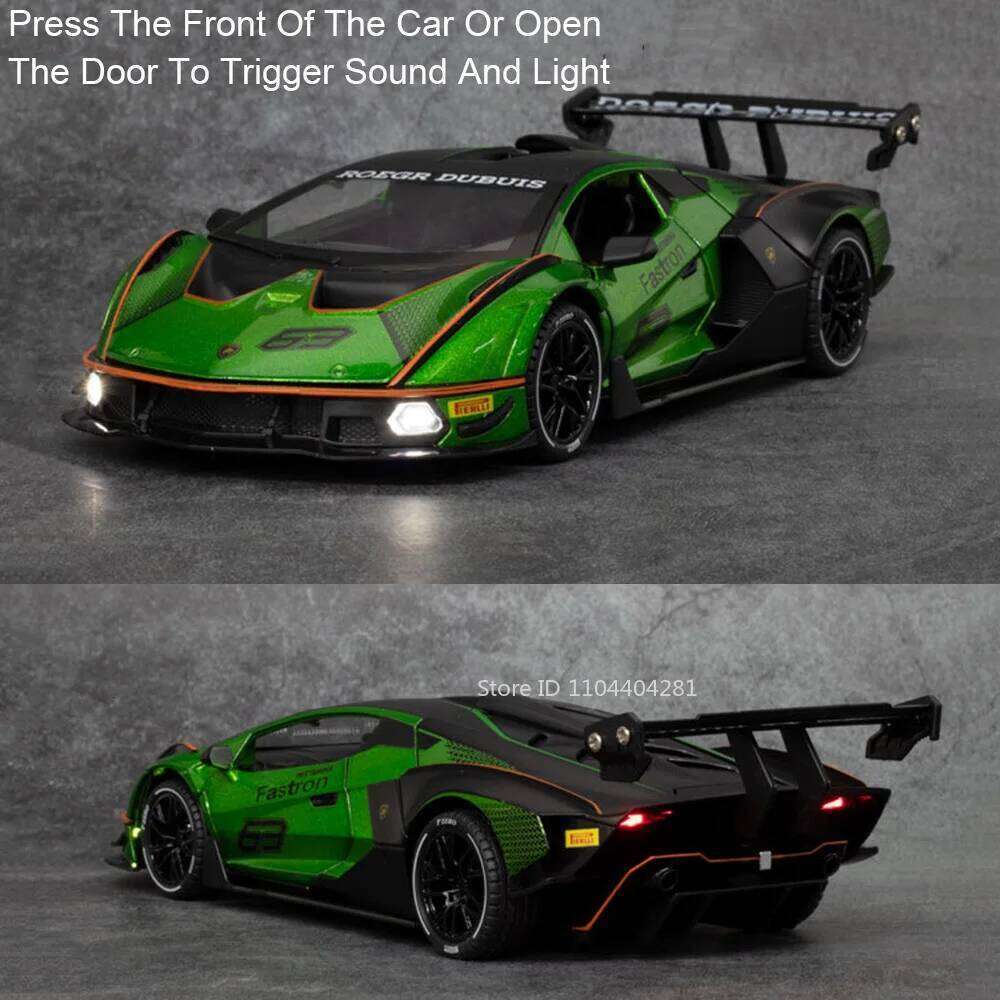 1:24 Lambor SCV12 SVJ63 Alloy Sports Car Model Toys Doors Opened Sound Light Pull Back Miniature Models Children's Holiday Gifts Z260306