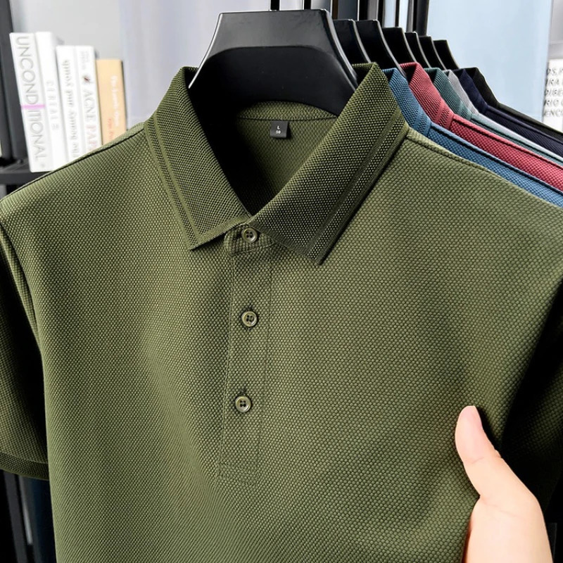 Mens 76 Cotton Polo Shirt - Breathable Textured Fabric with Relaxed FitDaily Commuting Top 260305