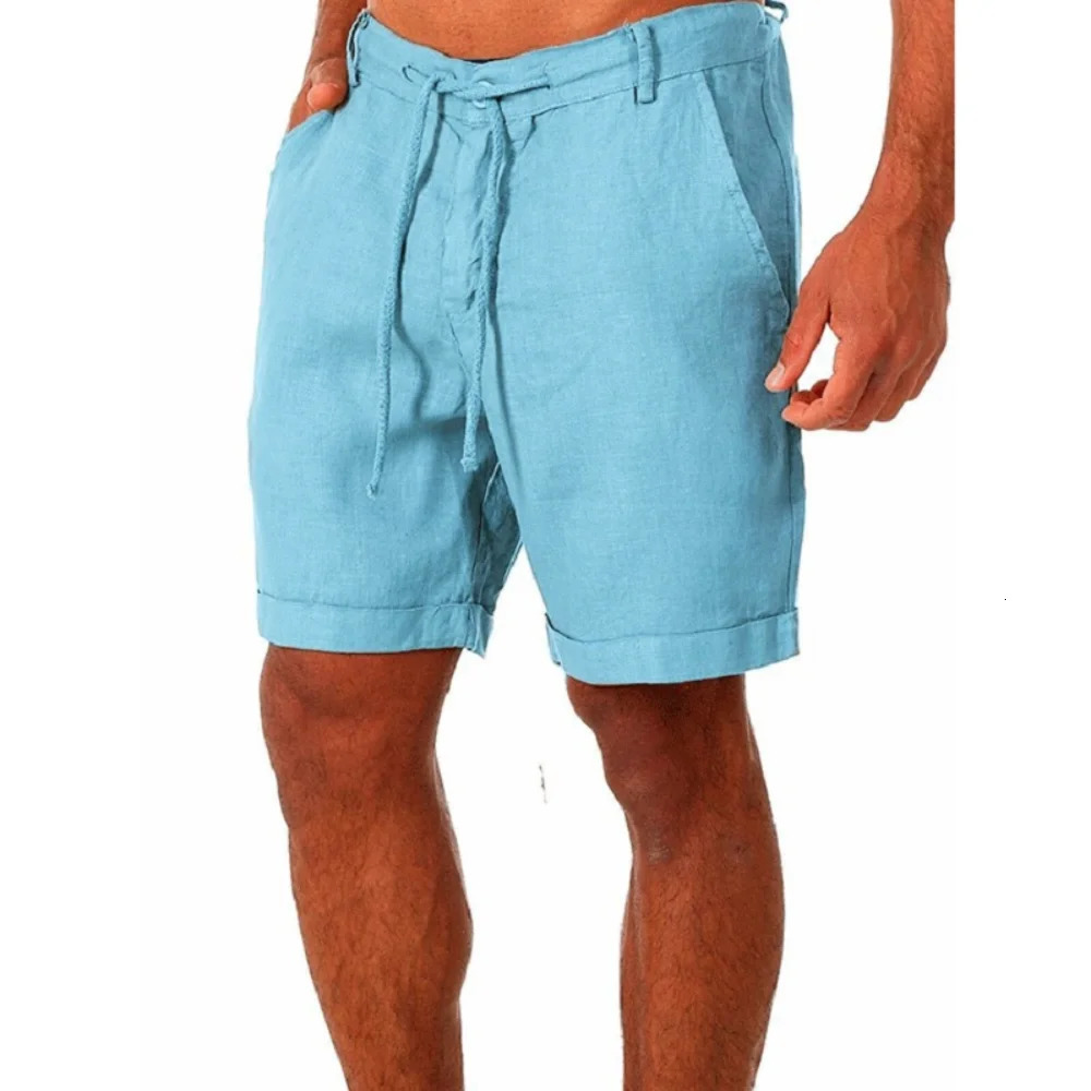 KB Mens Cotton Linen shorts Pants Male Summer Breathable Solid Color Trousers Fitness Streetwear S4XL 260306