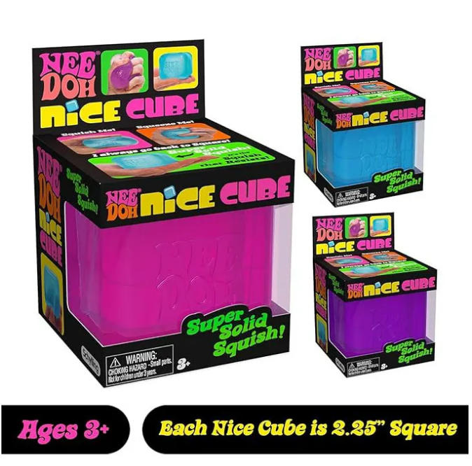 Schylling Needoh Nice Cube - Sensory Toy for Stress Relief and Pinching Block Pinching Fun