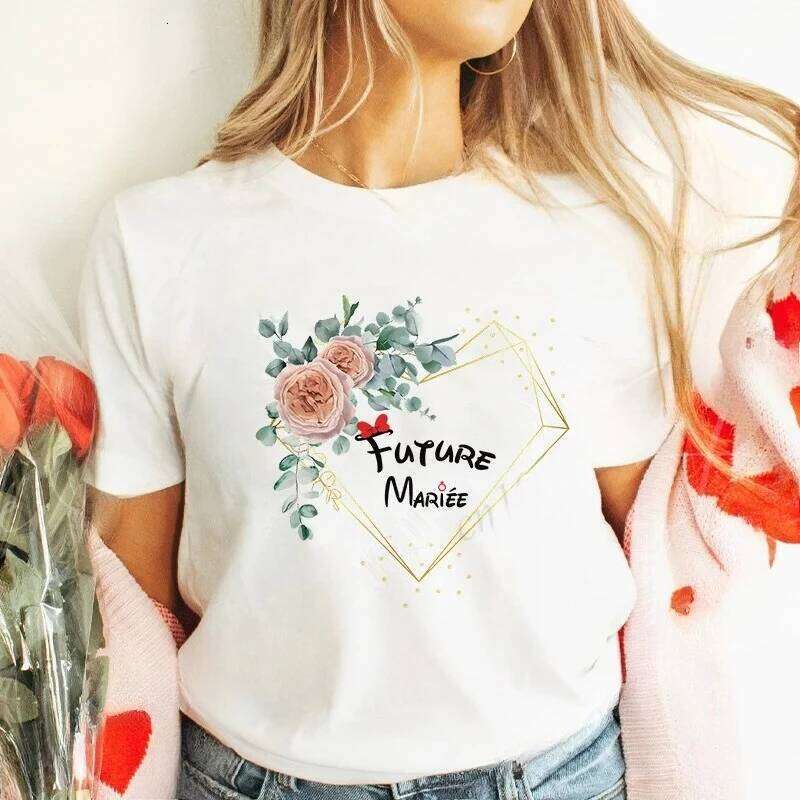 French Girls Bachelorette EVJF Party Tops Team Future Bride T-Shirt Short Sleeved Fashion Flower Crown Tees Bridal Wedding Shirt XJ260306 XJ260306