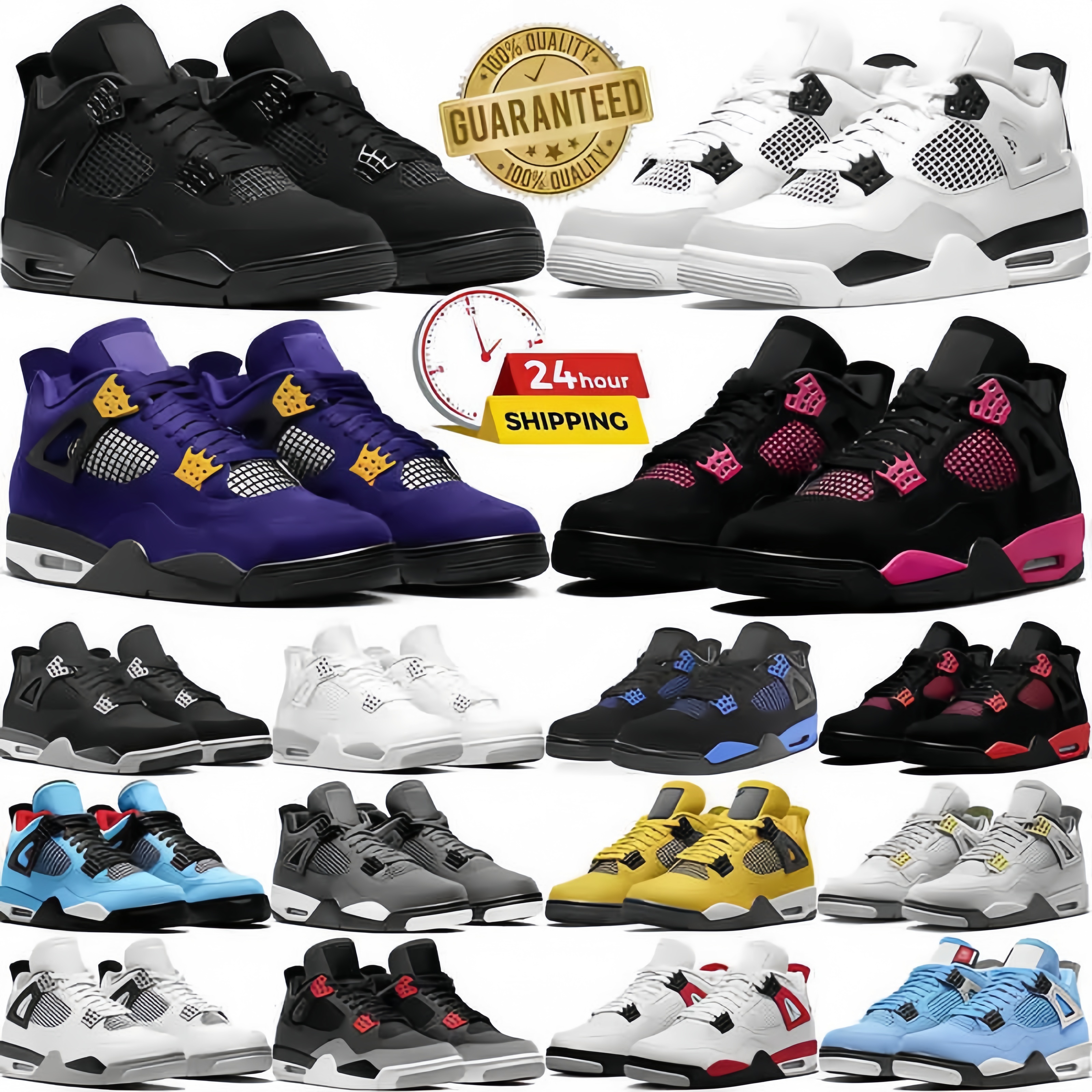 4 Men 4s Mens Basketball Desinger Shoes Black Cat University Women White Pure Money Pink Thunder Oreo Military Blue Sneakers with BOX