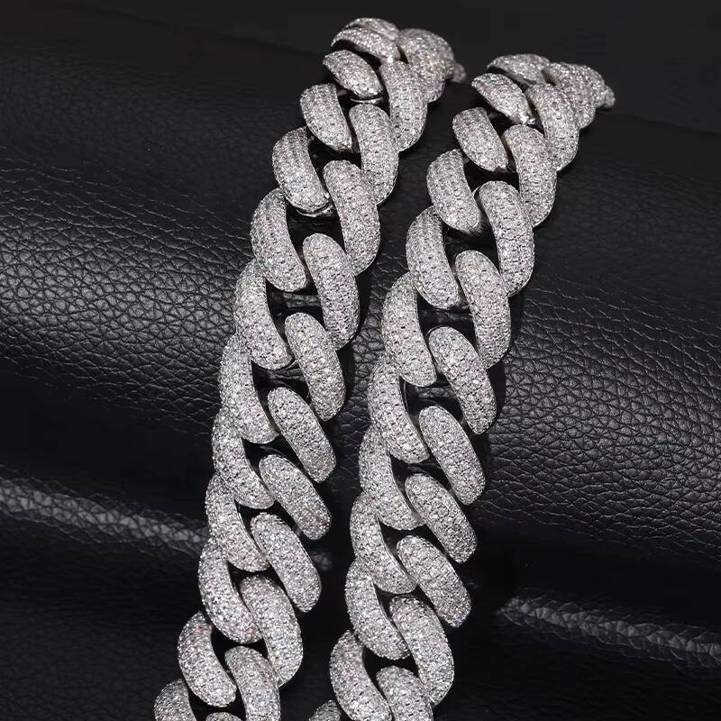 New Design Fine Jewelry Hip Hop Iced Out Moissanite/Zircon Cuban Link Chain Necklaces