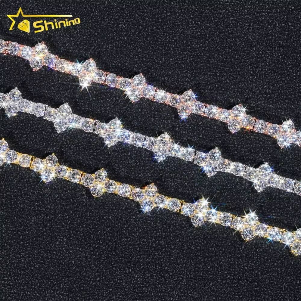 Punk Style Mens Jewelry Iced Out 18K Gold 925 Sterling Silver VVS Moissanite Diamond Cross Tennis Bracelet With GRA Certificate