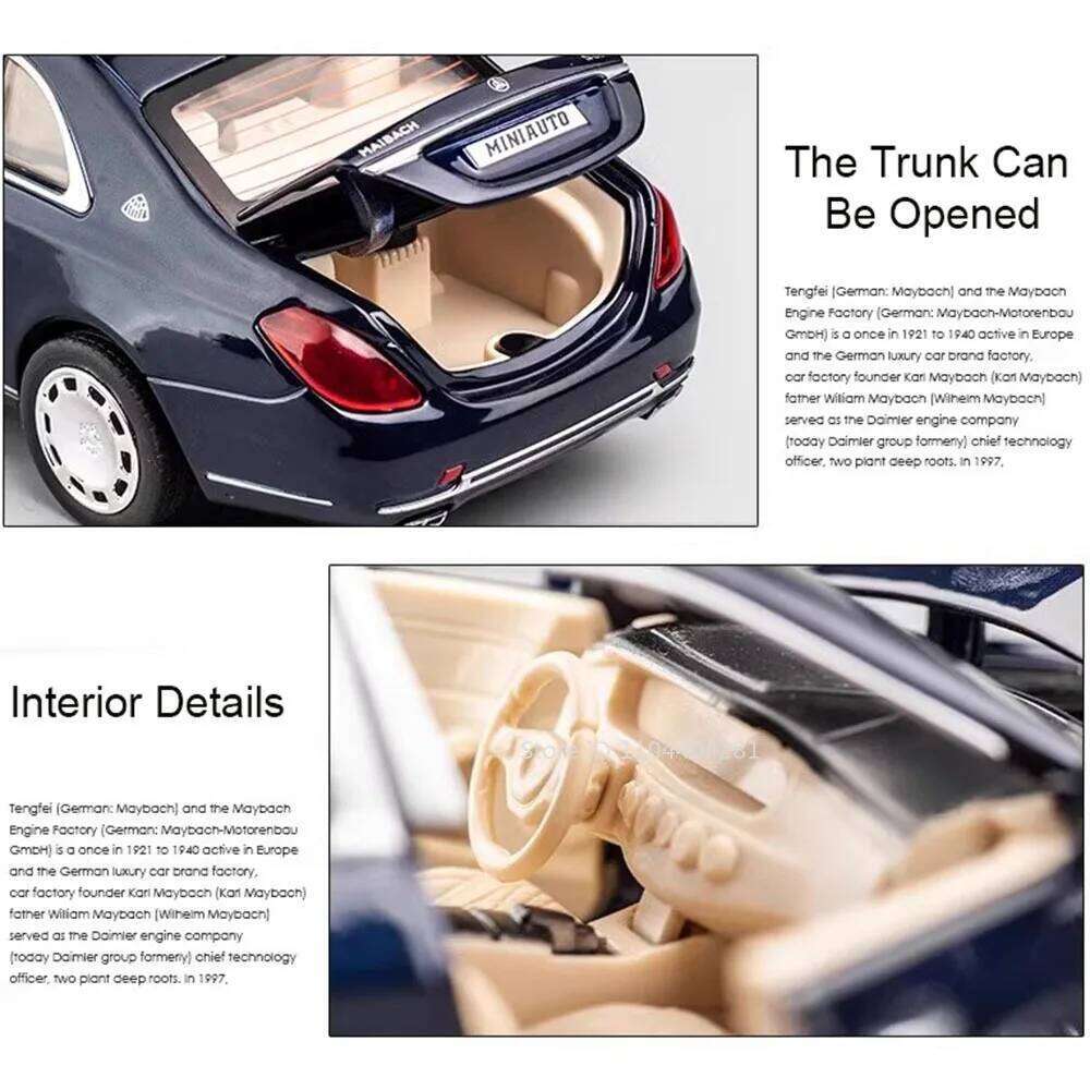 1:32 Maybachs S650 GLE63S Toys Miniature Cars Diecast Model 6 Doors Opened Sound Light Pull Back Vehices Friend's Birthday Gifts Z260306