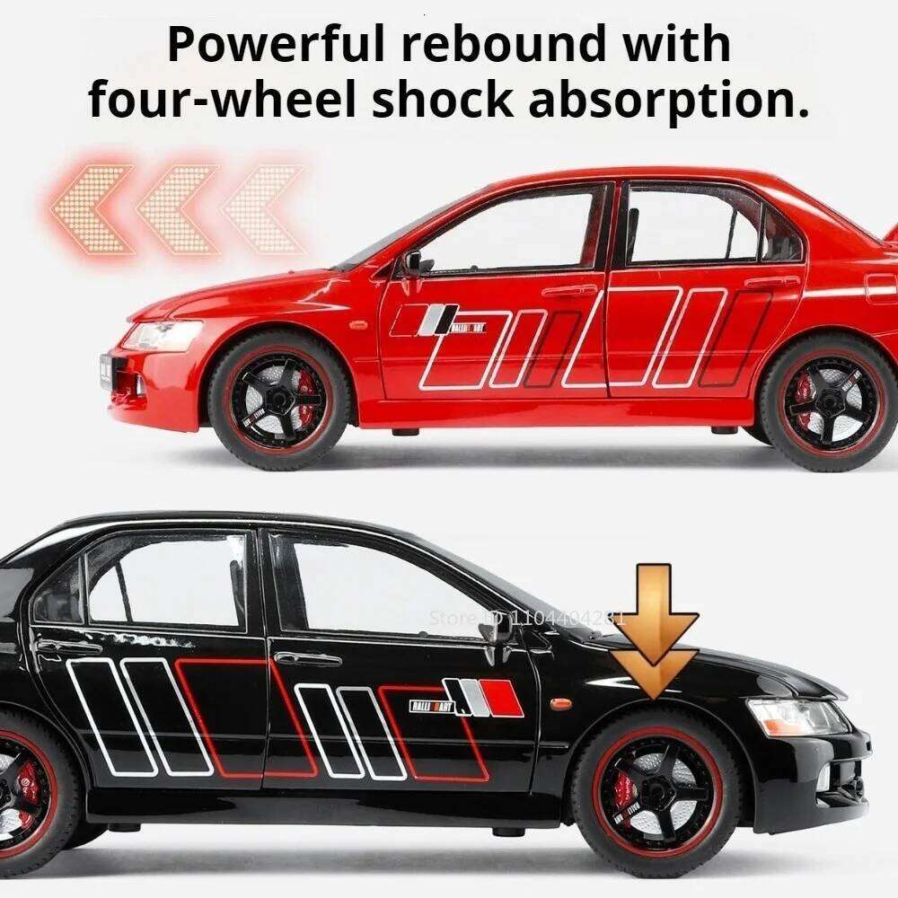 1:24 Mitsubishi EVO9 GTR R34 Sportscar Alloy Diecast Model Front Wheel Steering Sound Light Pull Back Vehcie Ornament Gift Z260306