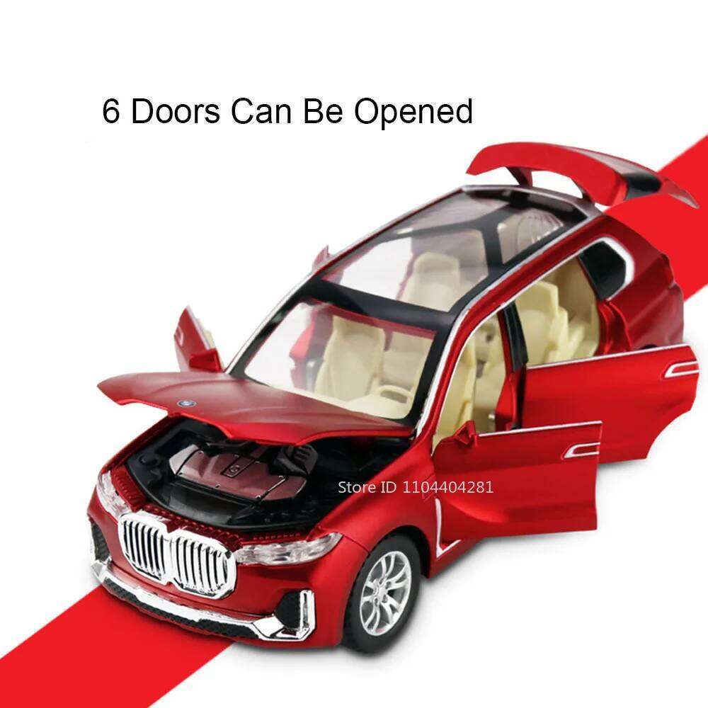 1:32 X7 X5 Miniature Model Toys Diecast Car 6 Doors Opened New Energy Vehicles Sound Light Pull Back Fashion Collection Ornament Z260306