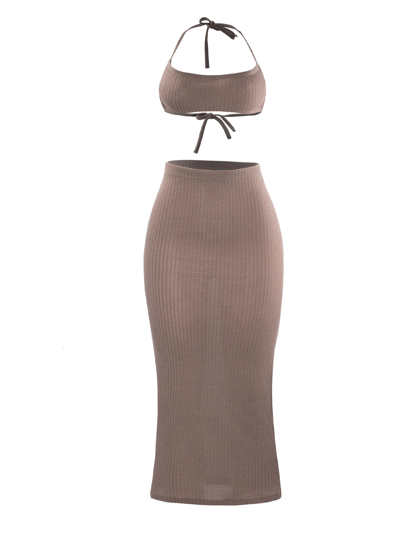 Women Long Skirt 2 Pcs Sets Sexy Strapless Tube Top Bodycon Maxi Skirts Y2k Two Piece Outfit Summer Clothing Beach Wear 260306