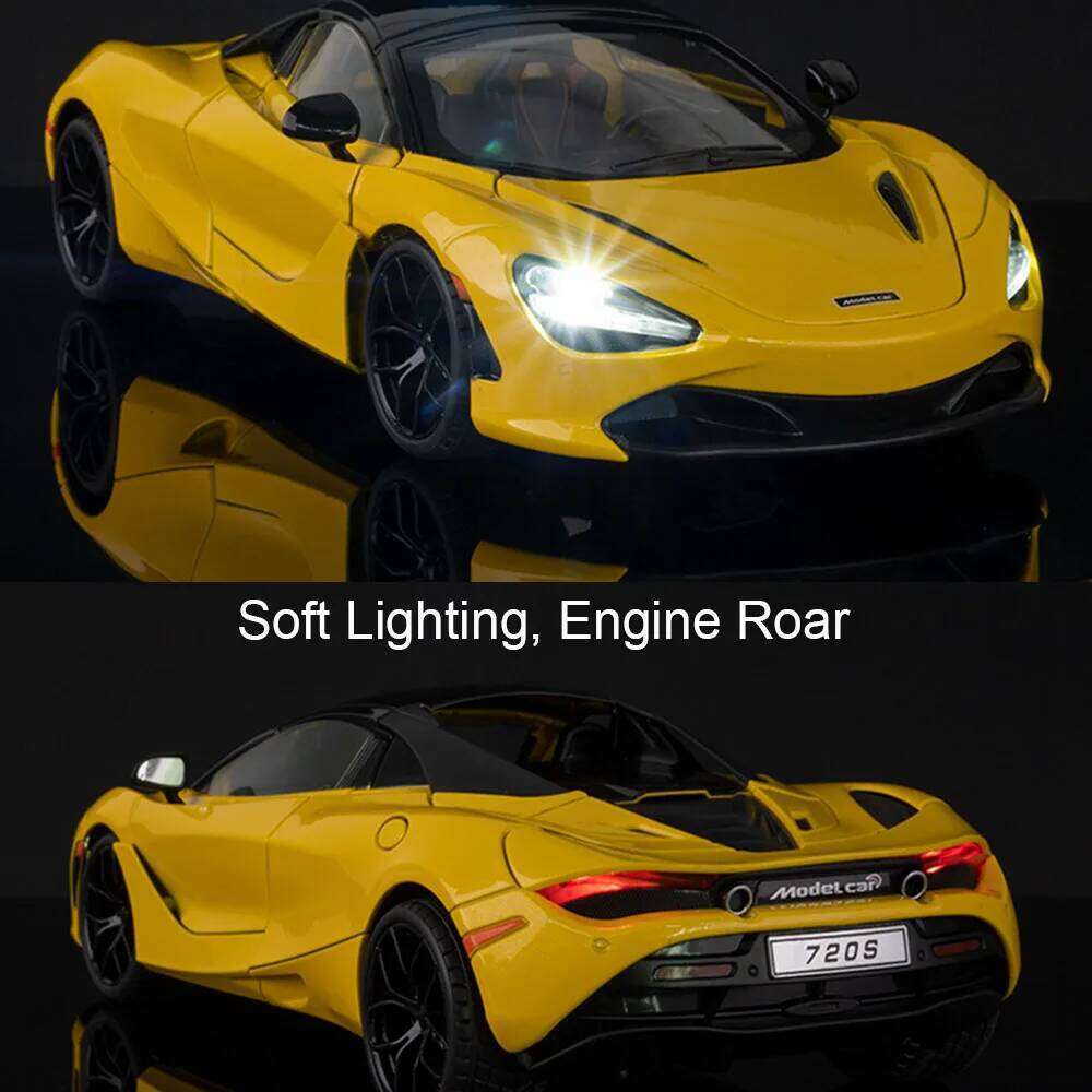 1:18 720S GTR SKYLINE Alloy Supercar Model Diecast Car Toy Front Wheel Steering Sound Light Pull Back Vehices Adult Gift for Boy Z260306