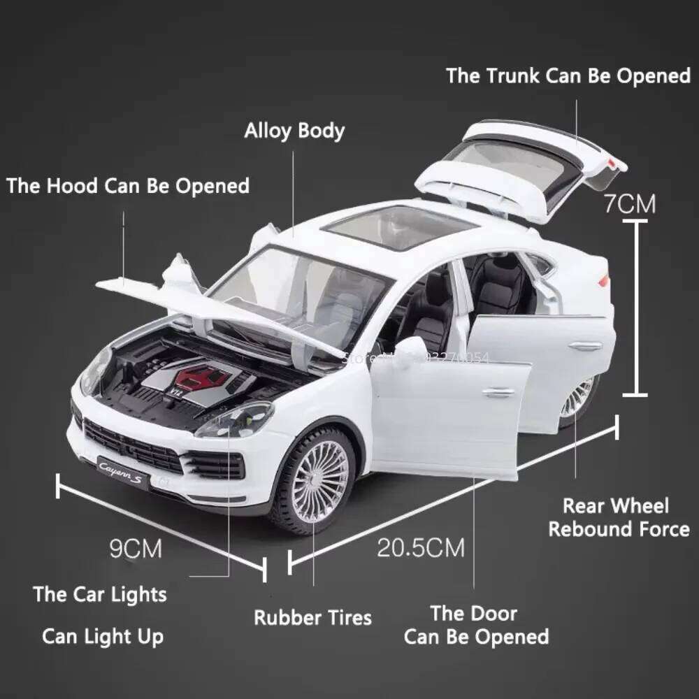 1:24 Alloy Panamera Cayenne S Diecast Miniature Models Toys Car Ornament Sound Light Pull Back Vehices Fashion Decorations Gifts Z260306