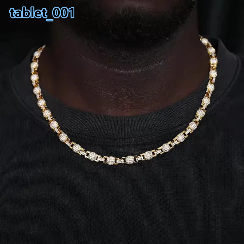 Luxury hip hop moissanite round bead link chain for men gold iced fashion jewellery modern stylish statement necklace design