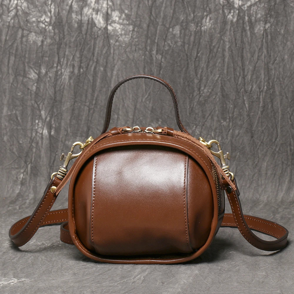 LUOKIR Genuine Leather Womens Crossbody Bag Top Layer Cowhide Exquisite Handbag Daily Travel Mobile Phone Bowling bag 260227