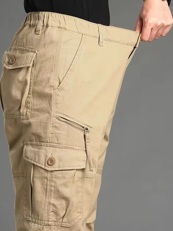 Mens Casual Pants Multiple kets Straight Leg Wear Resistant Cuffed Outdoor Tactical Loose Fit Workwear Trousers 260305