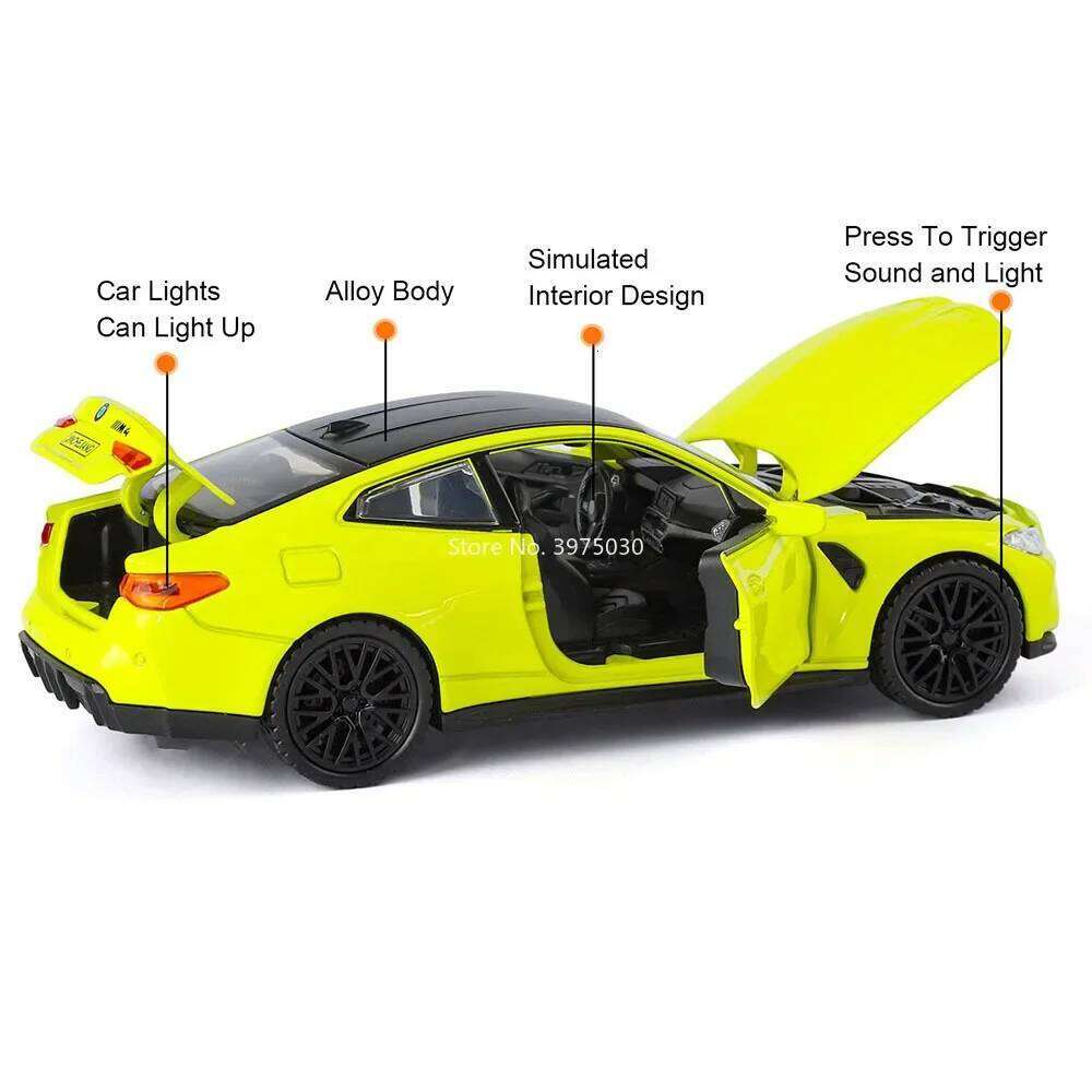 1:32 Alloy M4 X3M Models Cars Diecast Toys Wheel Shock Absorption Doors Opened Vehicle Rubber Tires Miniature Car for Kids Gifts Z260307