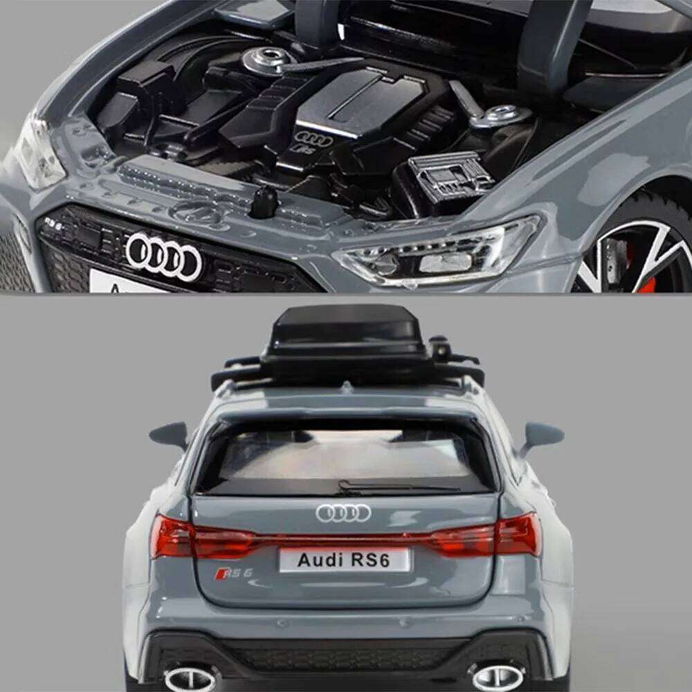1:32 Audi RS6 Car With Sound Light Doors Opened Alloy Diecast Model Trendy Display Ornament Children Brithday Toy Gift Z260306