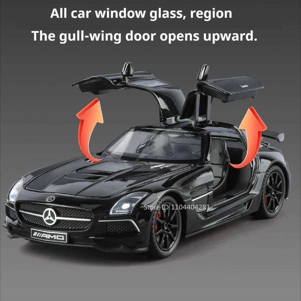 1:24 SLS SLE Alloy Car Miniature Toys Diecast Model Doors Opened Sound Light Rear Wheel Pull Back Vehice Kid Exquisite Ornaments Z260307