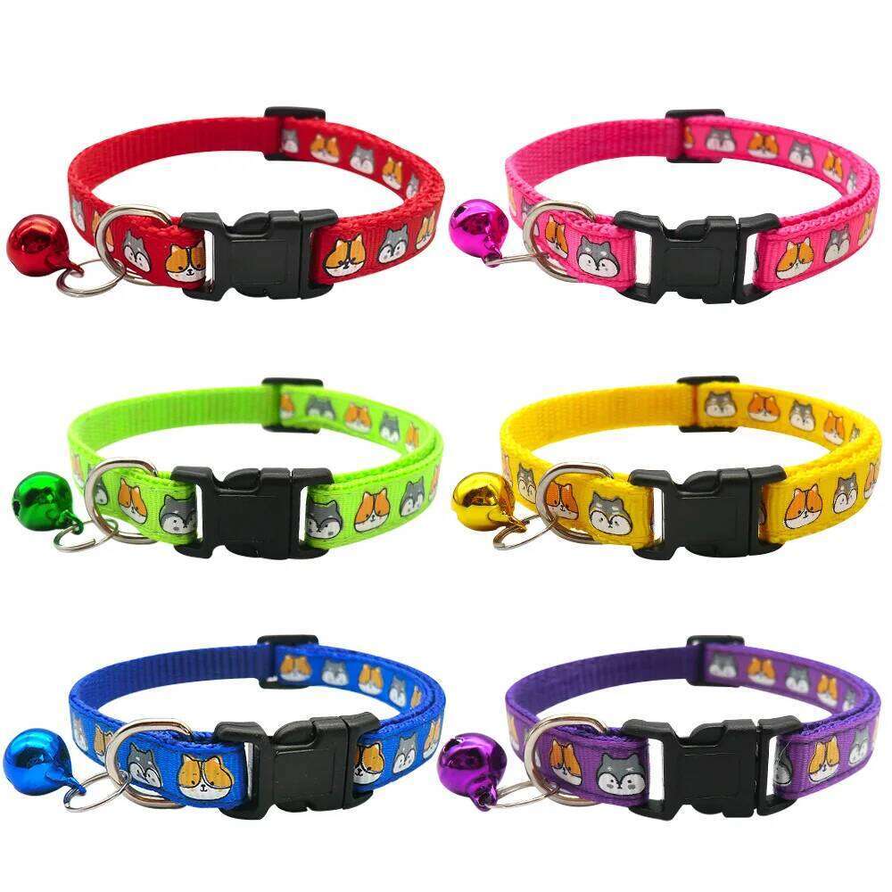 100Pcs Wholesale Colorful Collar Adjustable Pet Dog Necklace Durable Puppy Pug Bulldog Collars For Small Dogs Bamubi