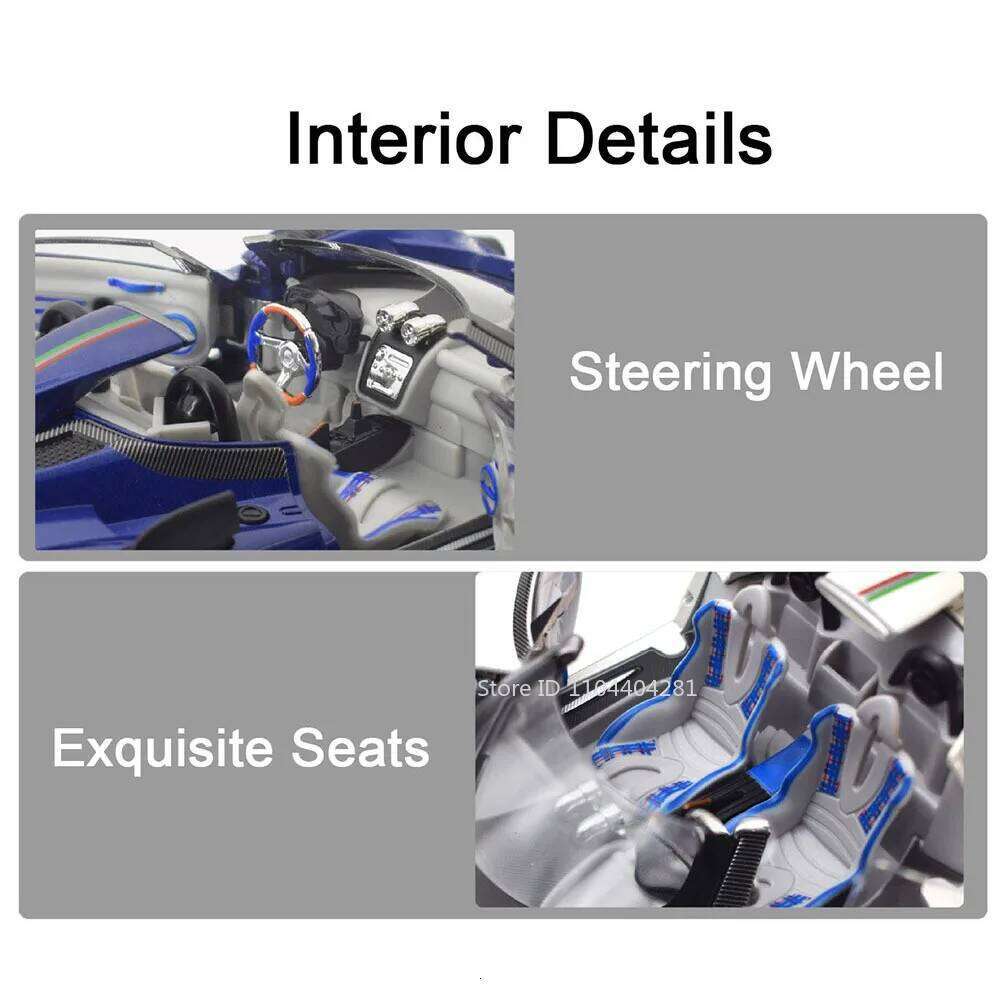 1:24 PAGANI ZONTA HP Huayra Toys Miniature Car Diecast Models Doors Opened Sound Light Pull Back Vehices for Adult Gift Ornament Z260306