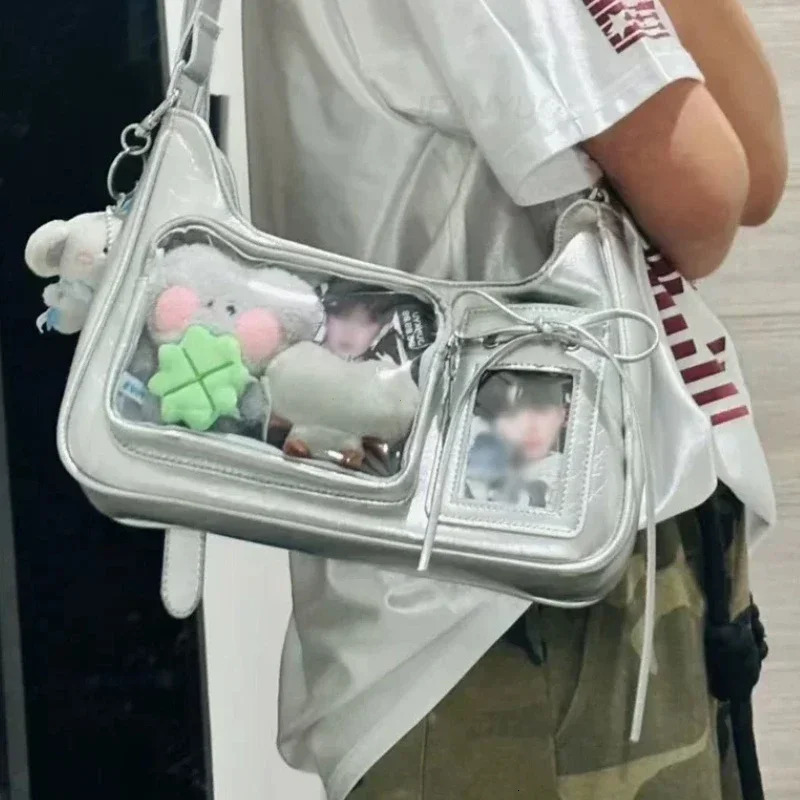 Y2k Harajuku Shoulder Bag Women Korean Transparent Ita Bag School Crossbody Bag Female Japanese Preppy Handbag Purse 260306