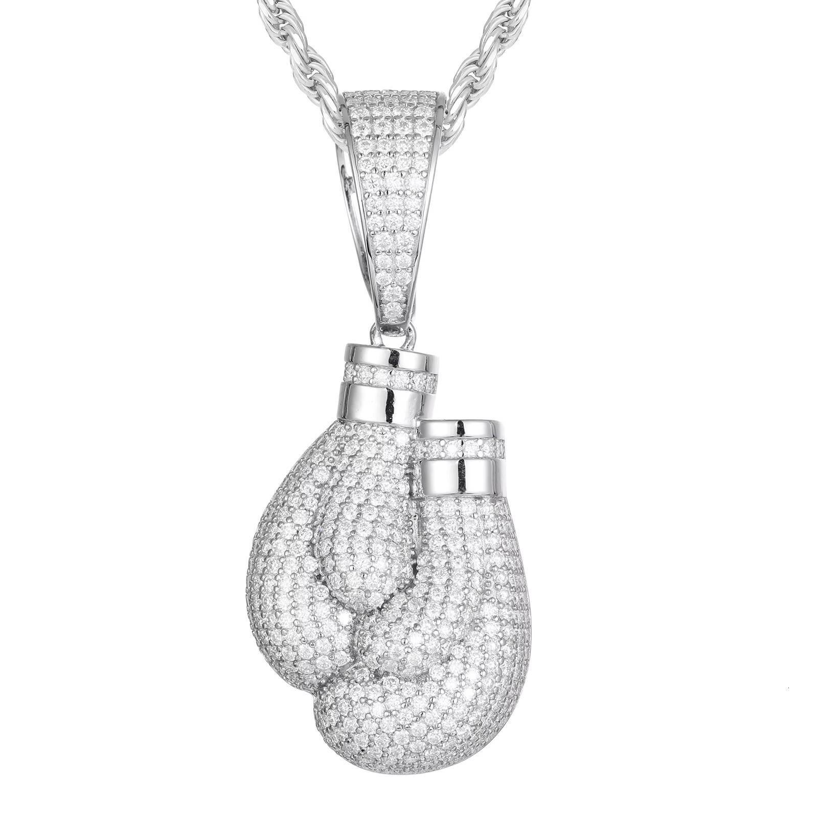 Luxury Boxing Gloves Pendant for Men 925 Sterling Silver With Moissanite GRA Certificate Sports Jewelry Gift