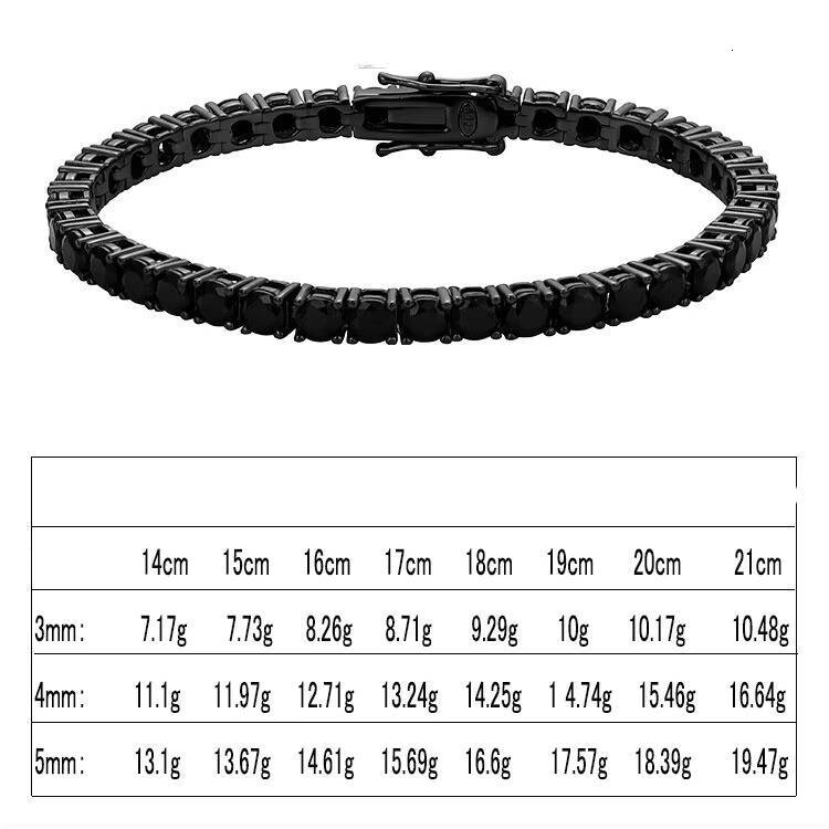 Factory Wholesale 3MM 4MM 5MM Black Moissanite Jewelry Simple Fashion 925 Silver VVS1 GRA Moissanite Tennis Bracelet for Men