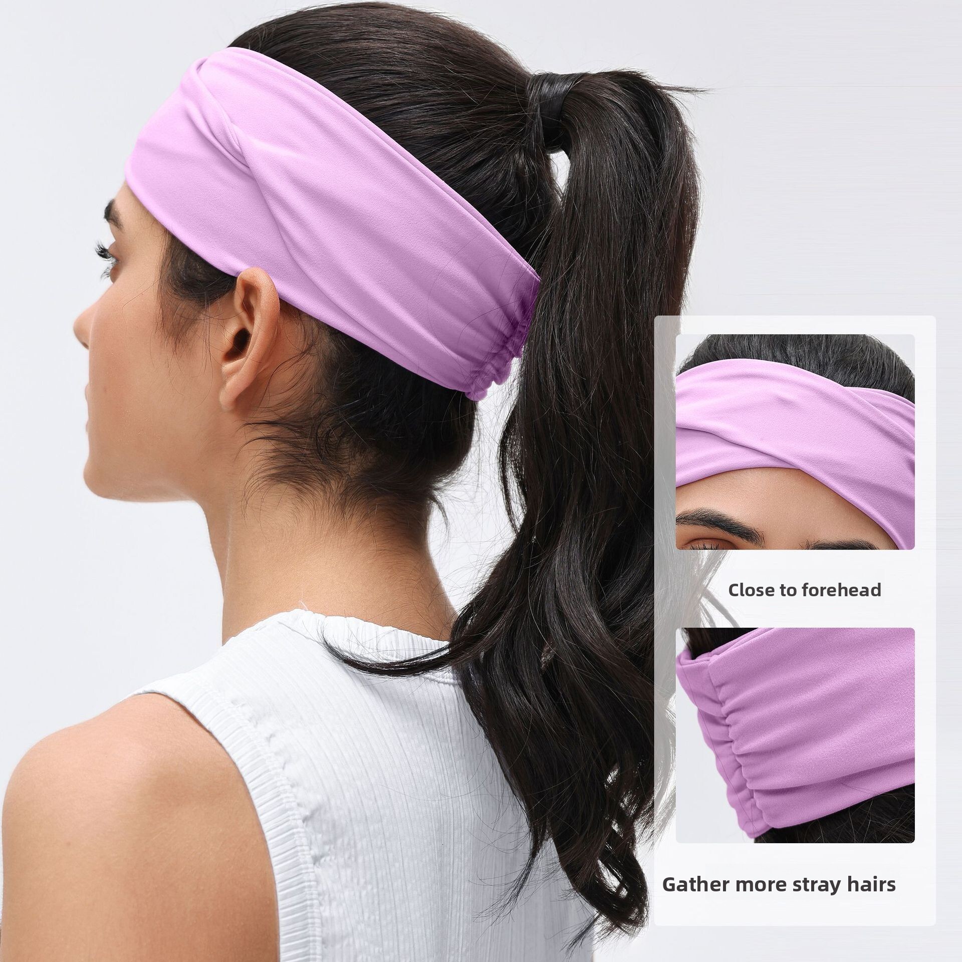 Running Fitness Sweat-Absorbing Yoga Sports High Elastic Hair Tie Headband for Women D26077