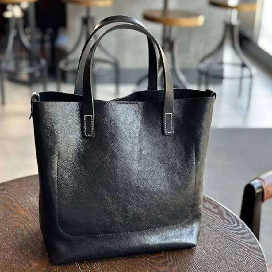 OLOEY 2025 New Japanese Vintage Cowhide Handbag Female Fashion Trend Temperament Commuter Leather Shoulder Crossbody Bag Practical Bags
