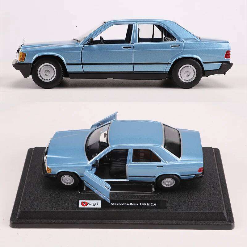 Bburago 1:25 1984 Mercedes 190E Diecast Car Model For Green/Red With Beige Interior Collection Gift Z260306