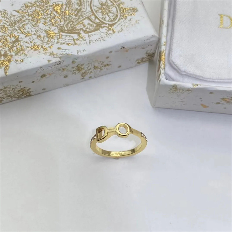 Letter Diamond Ring 18K designer rings Luxury Elegant rings Gold plated Classic Designer Jewelry for women stock in Usa