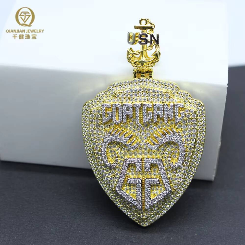 Iced Out Moissanite Diamond Pendant 925 Sterling Silver Round HipHop Pendant Necklace Custom Name Number Commemorative Pendant
