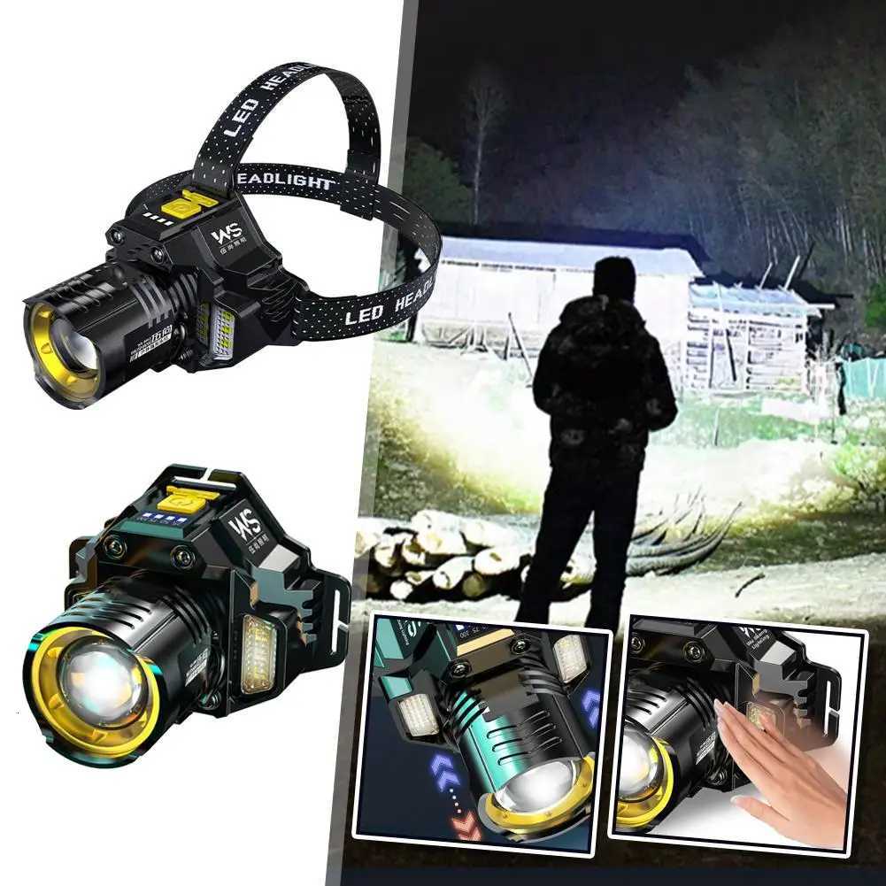 Cob Motion Sensor Headlamp Powerful Hands-Free Mining Lamp Motion Sensor Usb Rechargeable High Power Head Lamp Fishing Headlight H260307