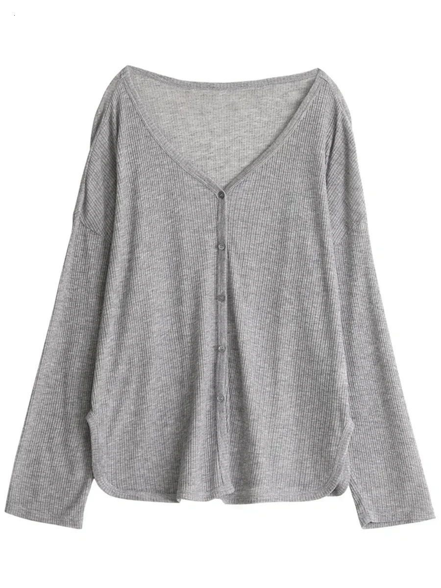 CHIC VEN Womens Cardigan V-neck Long Sleeved Female Shirt Female Jumpers Sun Protection Woman Top Spring Summer 260305