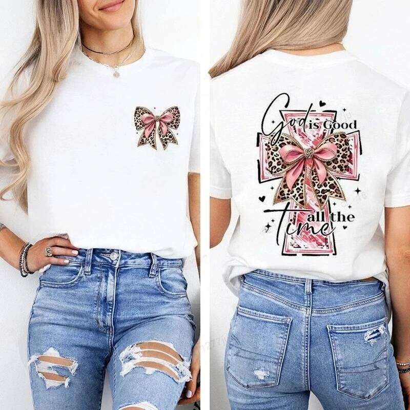God Is Good All The Time Trend Women Fashion Clothing Graphic T-shirts Clothes Boho Christian Bible Verse Print Shirt Casual Tee XJ260306 XJ260306