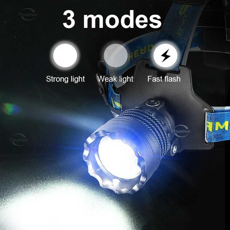 1200W Super Bright LED Headlight IPX6 Waterproof Headlamp Outdoor Work Head Lantern 18650 Head Lamp For Camping Hiking Light H260307