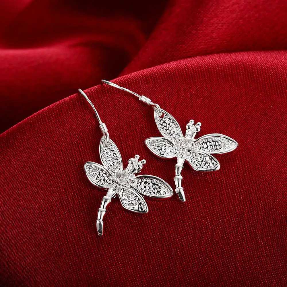 Fashion Luxury 925 Sterling Silver Crystal dragonfly pendant necklace earring rings for women Popular Jewelry set gifts H260307 - view 7