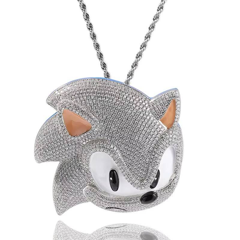 Personalized Hip-hop Luminous Sonic Cartoon Pendant Necklace Mens Street Copper Diamond Cute Necklace