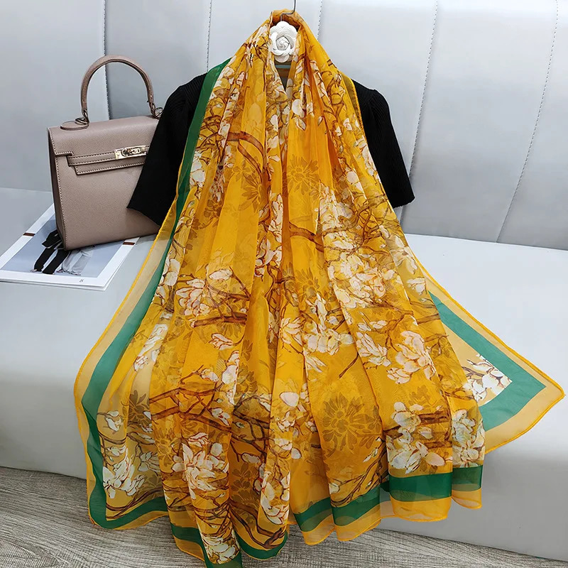 Silk Beach Stoles Women Hijab Scarf Sunscreen Shawl Wraps Ladies Scarves Foulard Beach Stoles Female Large Bandana Echarpe 260302