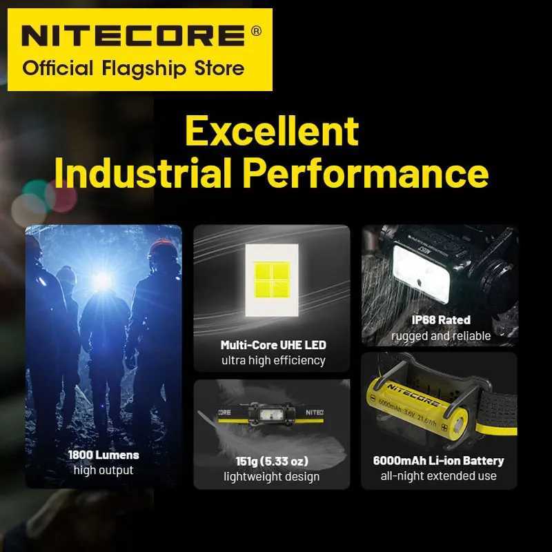 NITECORE NU53 USB-C Rechargeable Headlamp 16W Fast Charge Running Industrial Headlight 1800 Lumens Built in 6000mAh Battery H260307