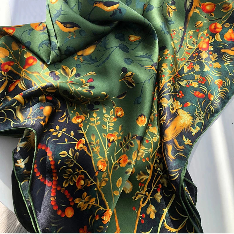Paisley Print Square Scarf Vintage Imitation Silk Shawl Scarf Elegant Cashew Pattern Women Windproof Outdoor Head Wrap 110110cm 260302