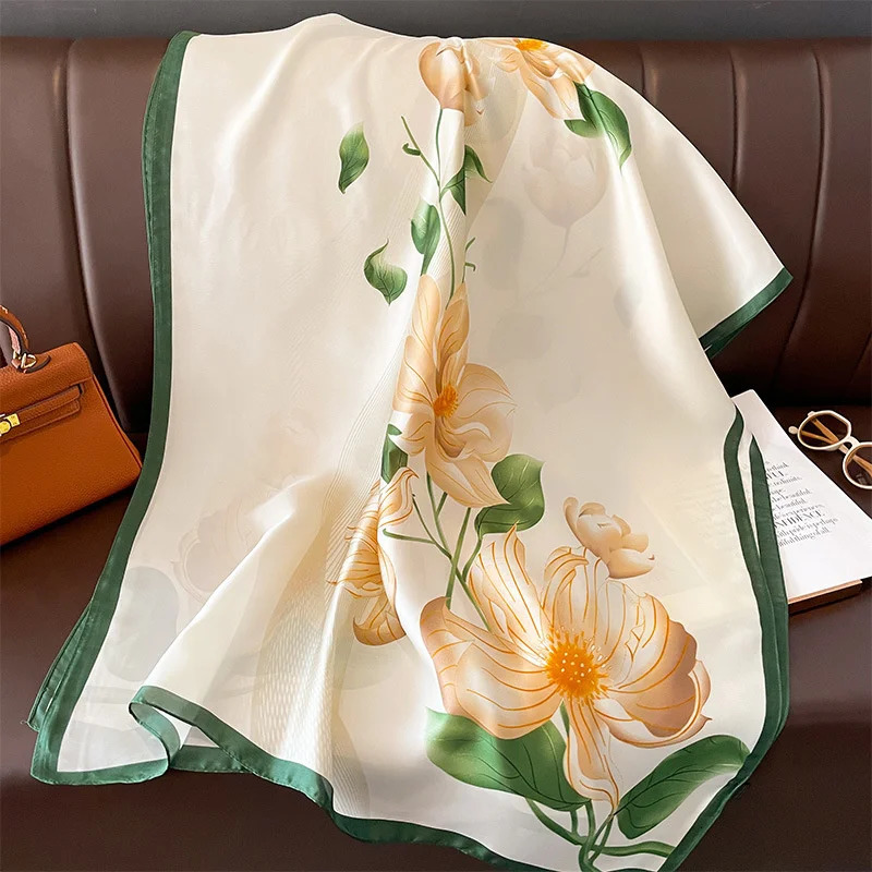 Women 18090cm Fashion Beautiful Soft Silk Scarves female Lady Shawl Hijab Wrap Foulard Bandanna Muffler Beach Pareo 260302