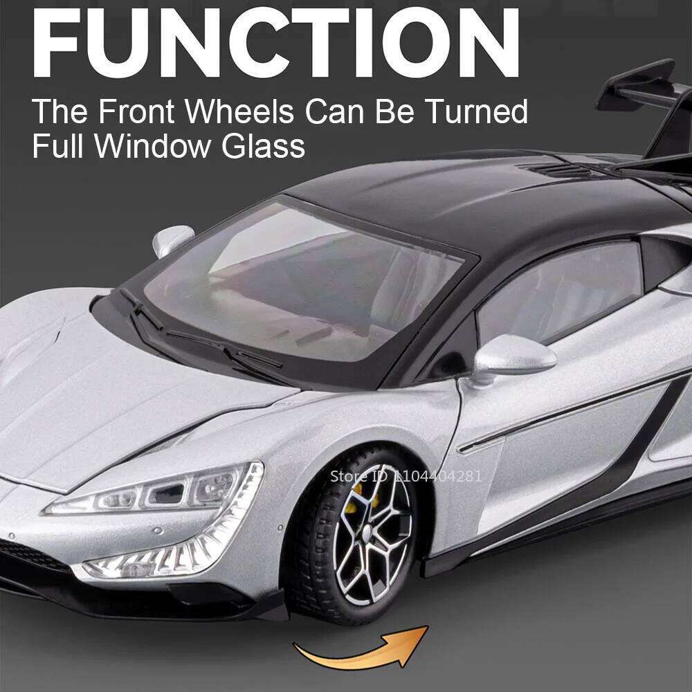 1:24 BYD Yangwang U9 Xtreme P1 Miniature Car Alloy Diecast Toys Model Sound Light Pull Back Doors Opened Vehice Popular Ornament Z260307