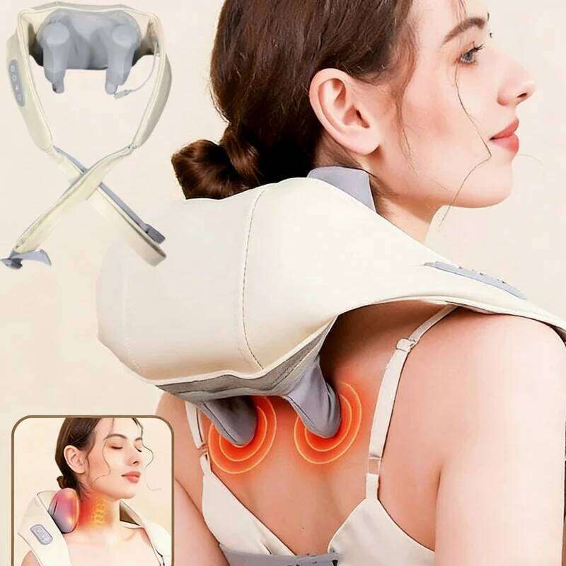 Wireless neck massager with hot compress function for pain relief deep tissue shoulder relaxation massage shawl 26Y0307