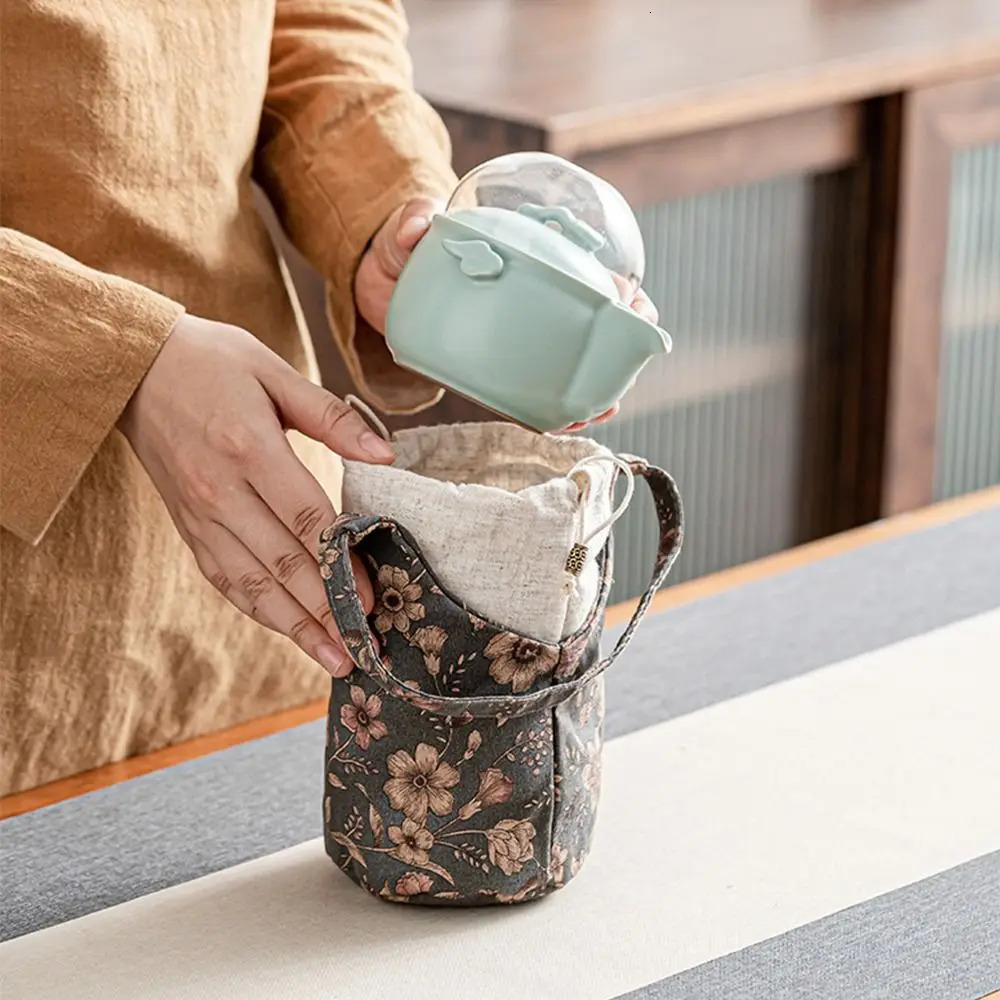 Chinese Style Embroidered Handbag Flower Print Tea Tools Storage Bag Cheongsam Accessories Small Item Pouch 260307