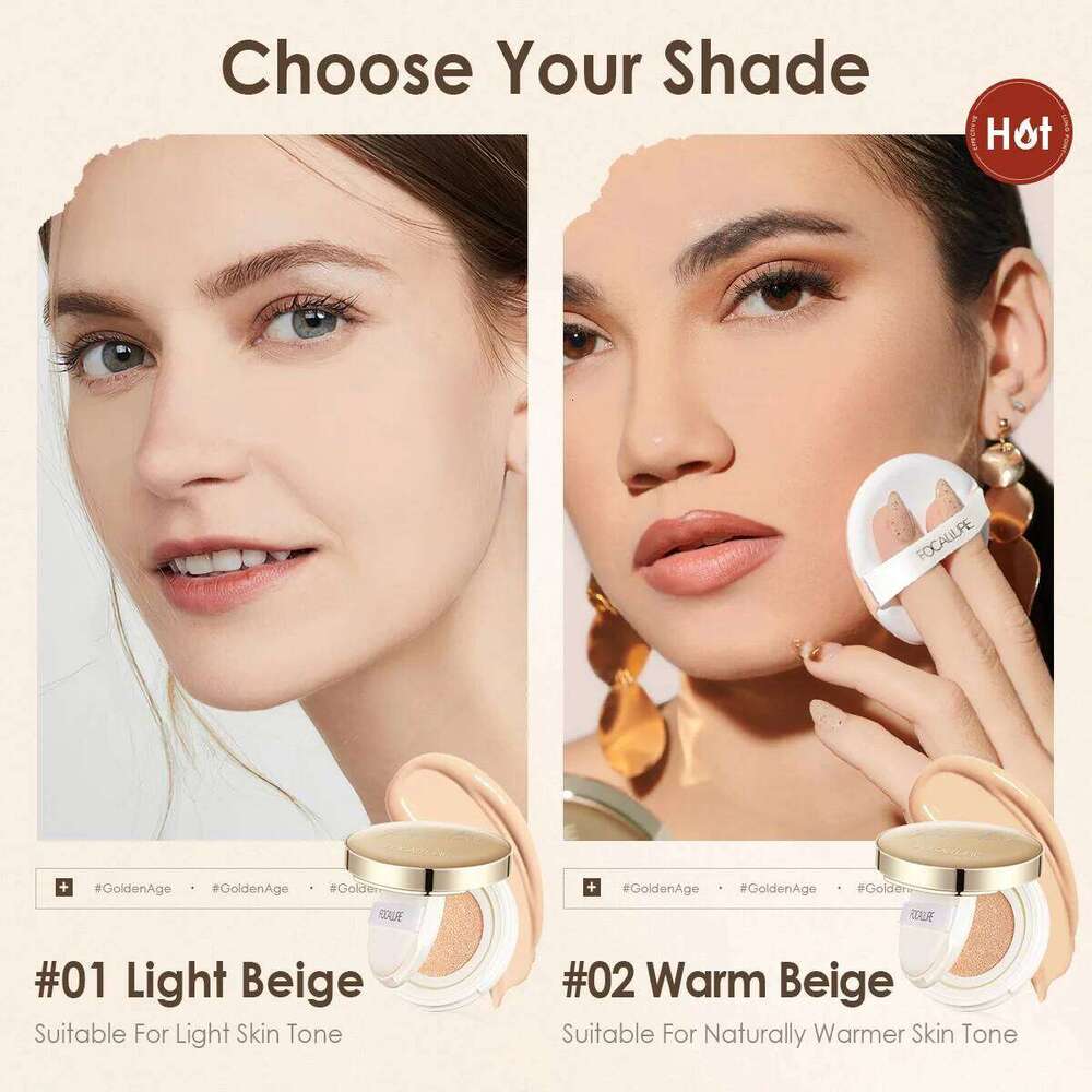 FOCALLURE Air Cushion Waterproof Matte Base Poreless High Coverage Face Cream Nutritious Smooth Foundation Makeup 26L0306