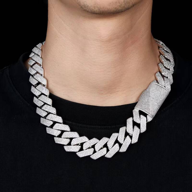 Heavyweight 22mm 4Row Diamond Miami Cuban Link Chain 18K Gold Plated Brass Hip Hop Necklace Streetwear Jewelry Factory Wholesale