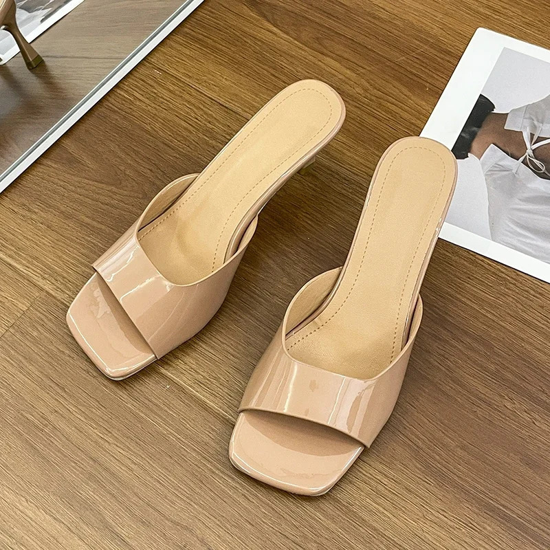 Women High Heel Sandals Summer Fashion Square Toe Open Toe Women Elegant Casual Comfortable Black High Heel Sandals 260306