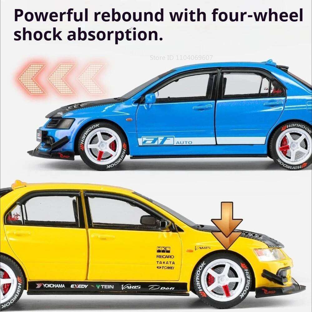 1:24 Mitsubishi Lancer Evolution IX GTR Alloy Car Model Diecast Toy Sound Light Front-wheel Steering Vehice Decorative Ornaments Z260306
